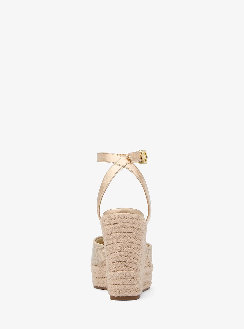 Larissa Metallic Canvas Espadrille Wedge in PALE GOLD | Michael Kors