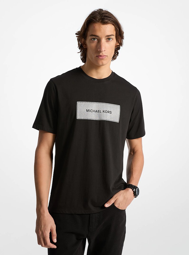Logo Cotton T-Shirt in BLACK | Michael Kors