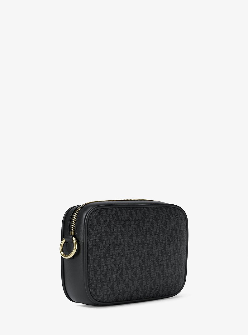Jet Set Small Signature Logo Camera Crossbody Bag in BLACK | Michael Kors