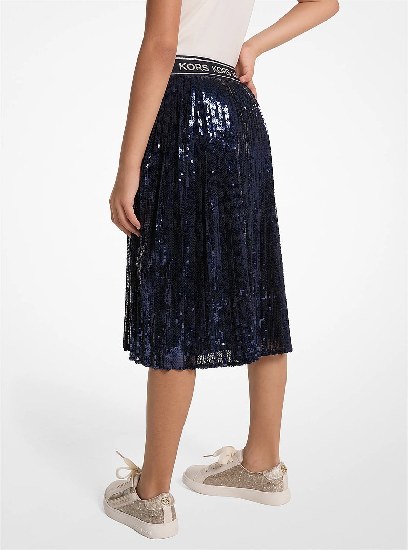 Sequined Pleated Skirt in AZUL MARINO | Michael Kors