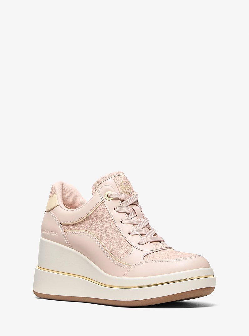 Sneaker Emmy aus Signature-Logostoff und Leder mit Keilabsatz in ZARTROSA | Michael Kors