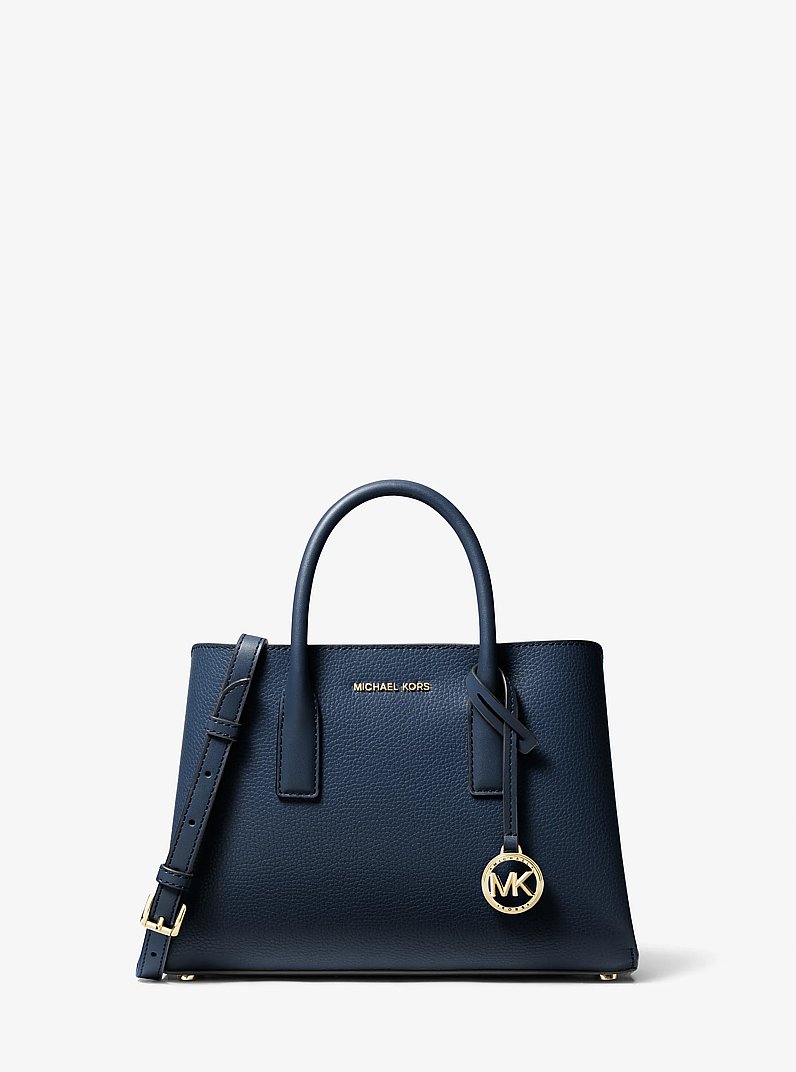 Ruthie Small Pebbled Leather Satchel in NAVY | Michael Kors
