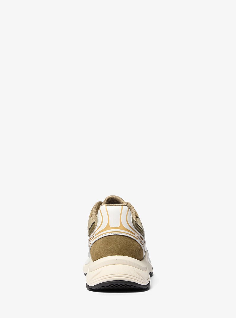 Leo Mixed-Media Trainer in SAFARI GREEN | Michael Kors