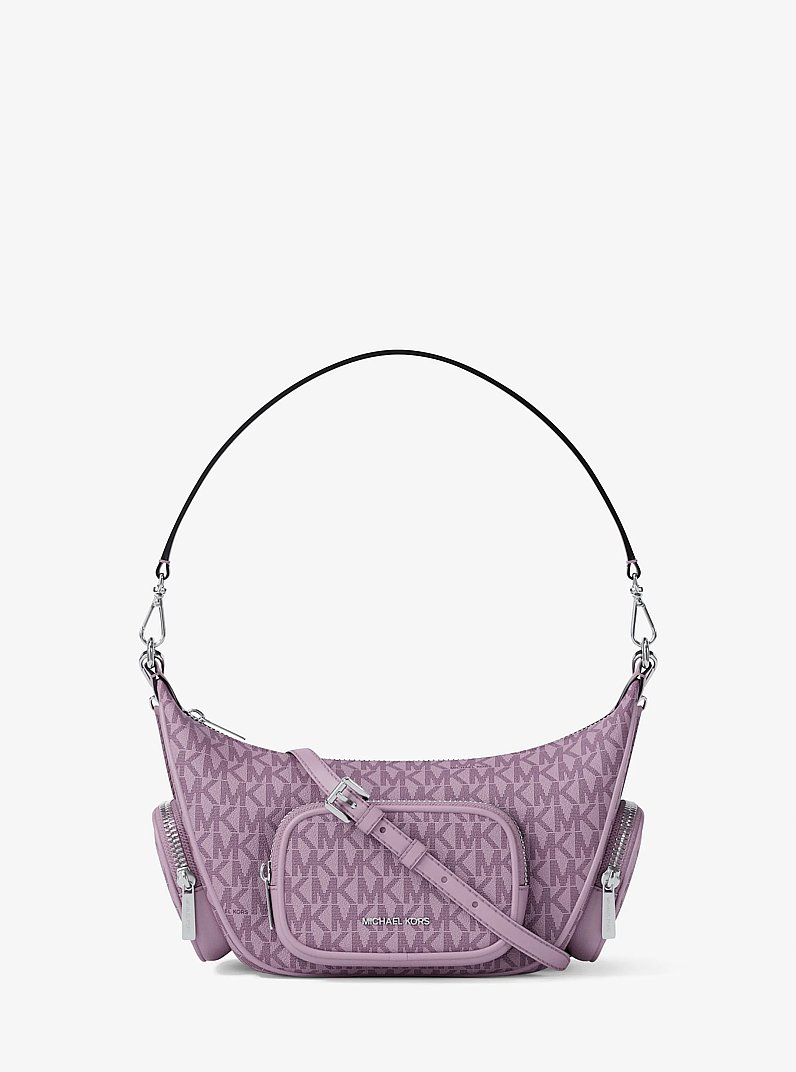 Bolso de hombro Merritt convertible peque&ntilde;o con nuestro logotipo exclusivo in CUARZO CLARO | Michael Kors