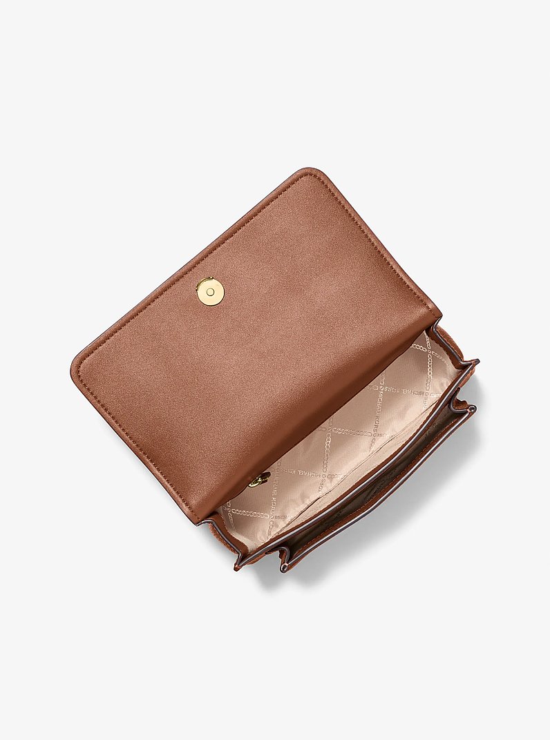 Claire Large Pebbled Leather Convertible Shoulder Bag in LUGGAGE | Michael Kors