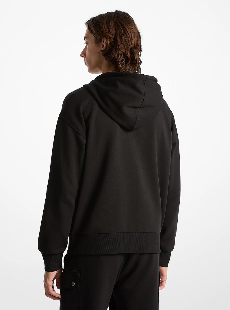 Cotton Blend Zip-Up Hoodie in BLACK | Michael Kors
