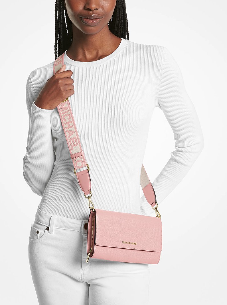 Jet Set Large Leather Crossbody Bag in POWDER BLUSH | Michael Kors