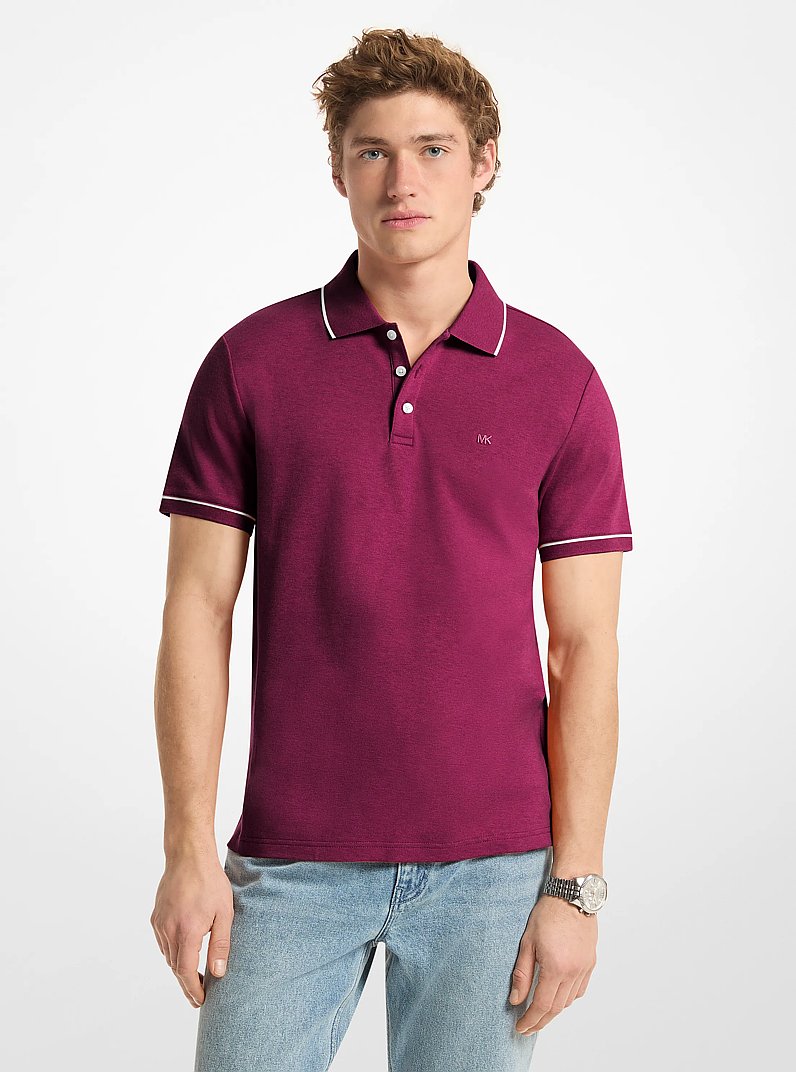 Cotton Polo Shirt in WINEBERY HTR | Michael Kors
