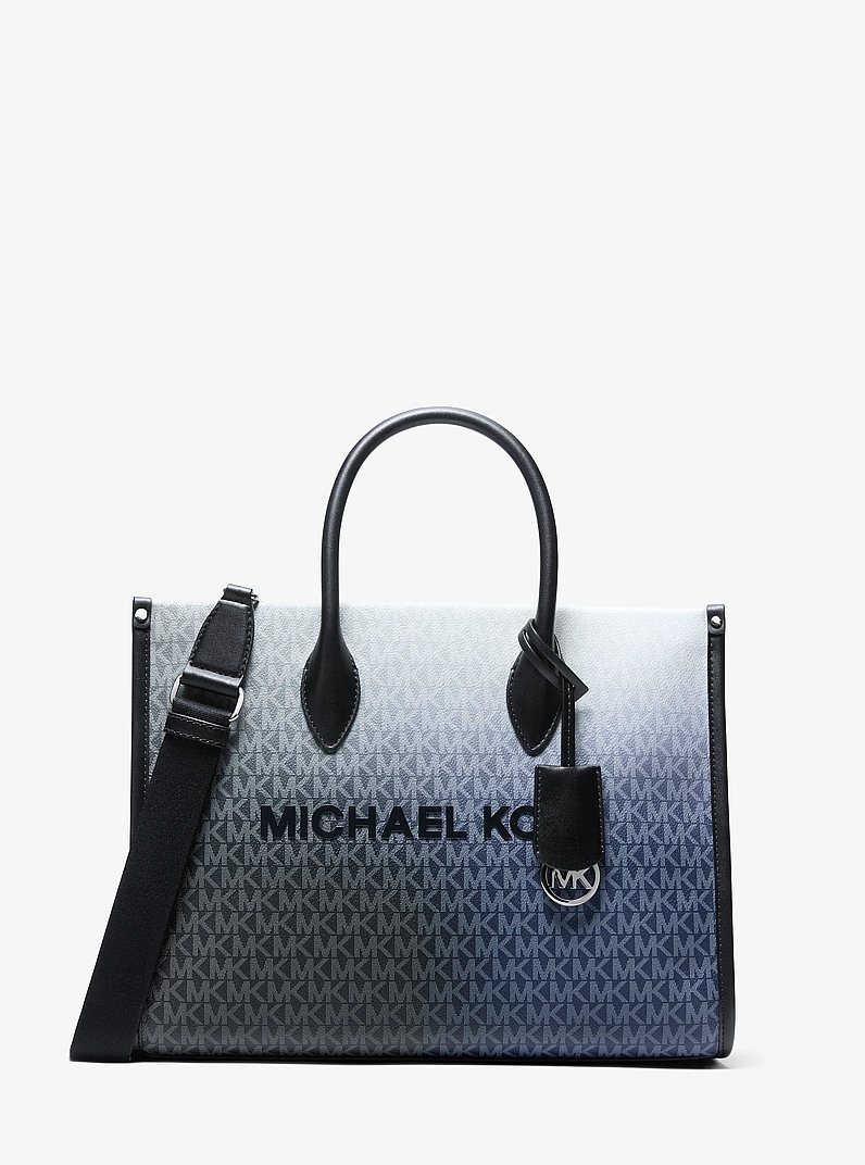 Mirella Medium Ombr&eacute; Signature Logo Tote Bag in BLACK COMBO | Michael Kors