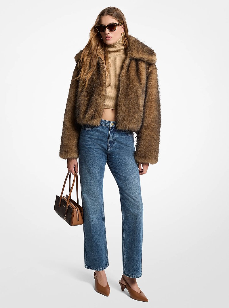 Faux Fur Jacket in DARK CAMEL | Michael Kors
