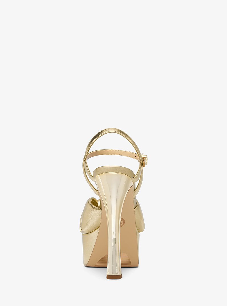 Elena Metallic Leather Platform Sandal in PALE GOLD | Michael Kors
