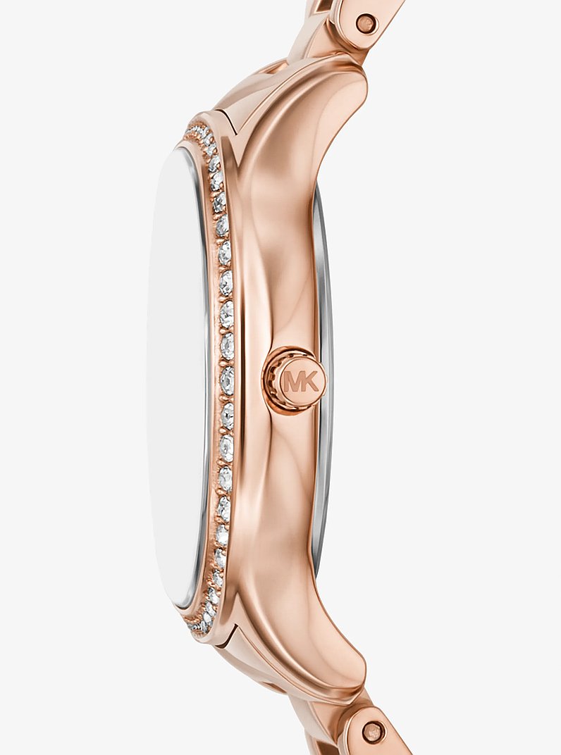 Mini Sage Pav&eacute; Rose Gold-Tone Watch in ROSE GOLD | Michael Kors