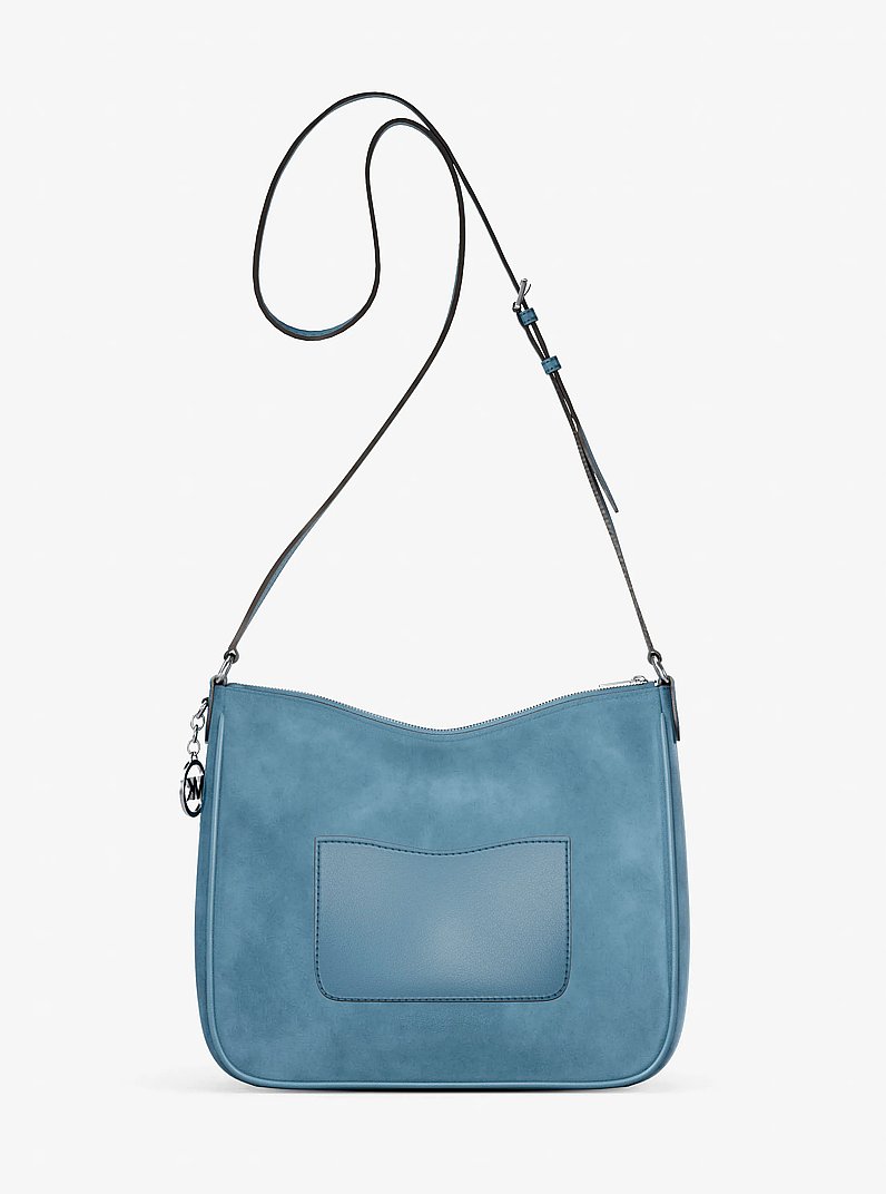 Nayla Medium Suede Messenger Bag in DENIM | Michael Kors