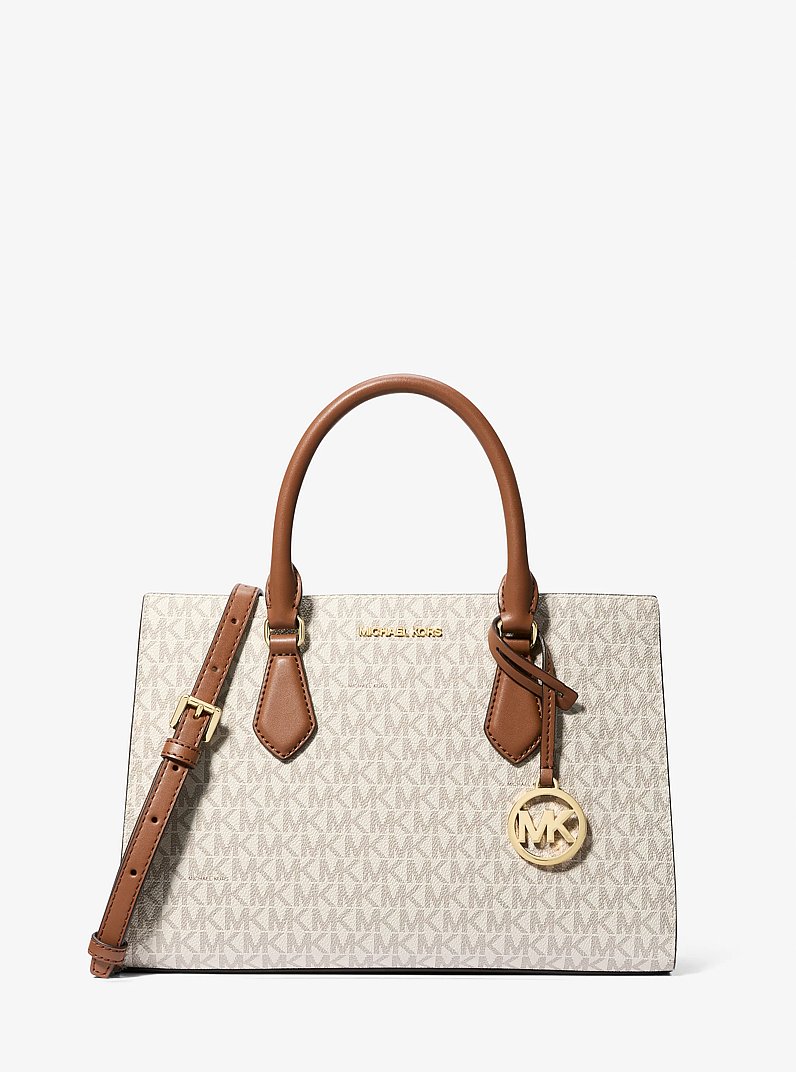Sheila Medium Logo Satchel in VANILLA | Michael Kors
