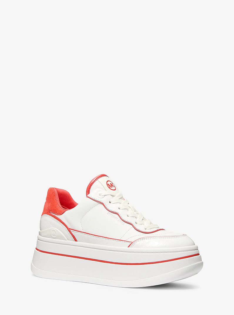 Sneaker Hayes van tweekleurig leer met plateauzool in GEBRAND SIENNA | Michael Kors