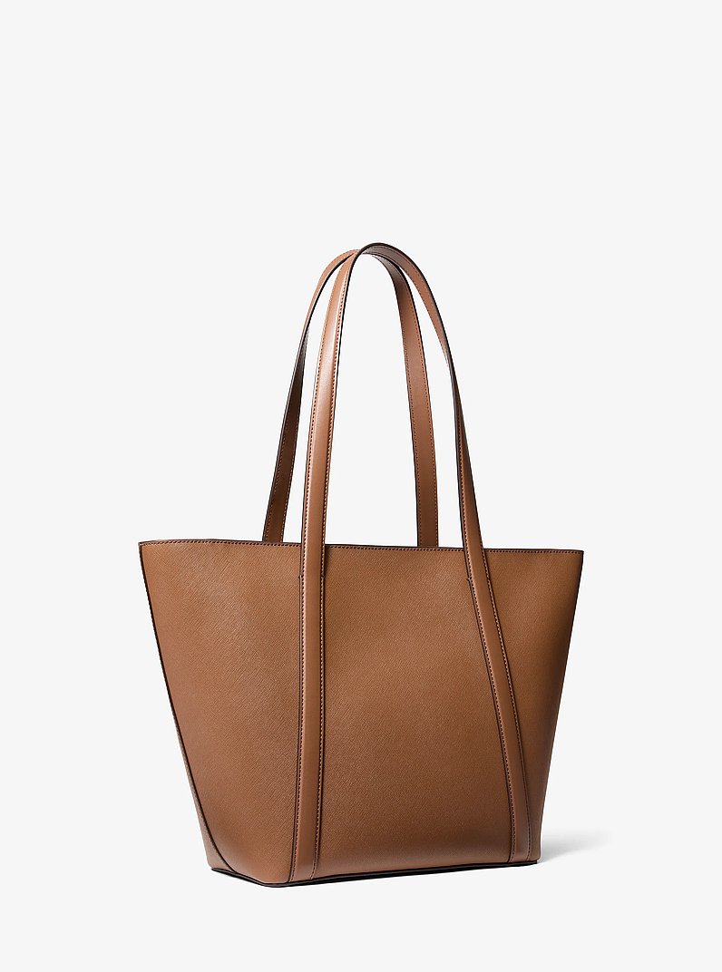 Pratt Large Saffiano Leather Tote Bag in LUGGAGE | Michael Kors