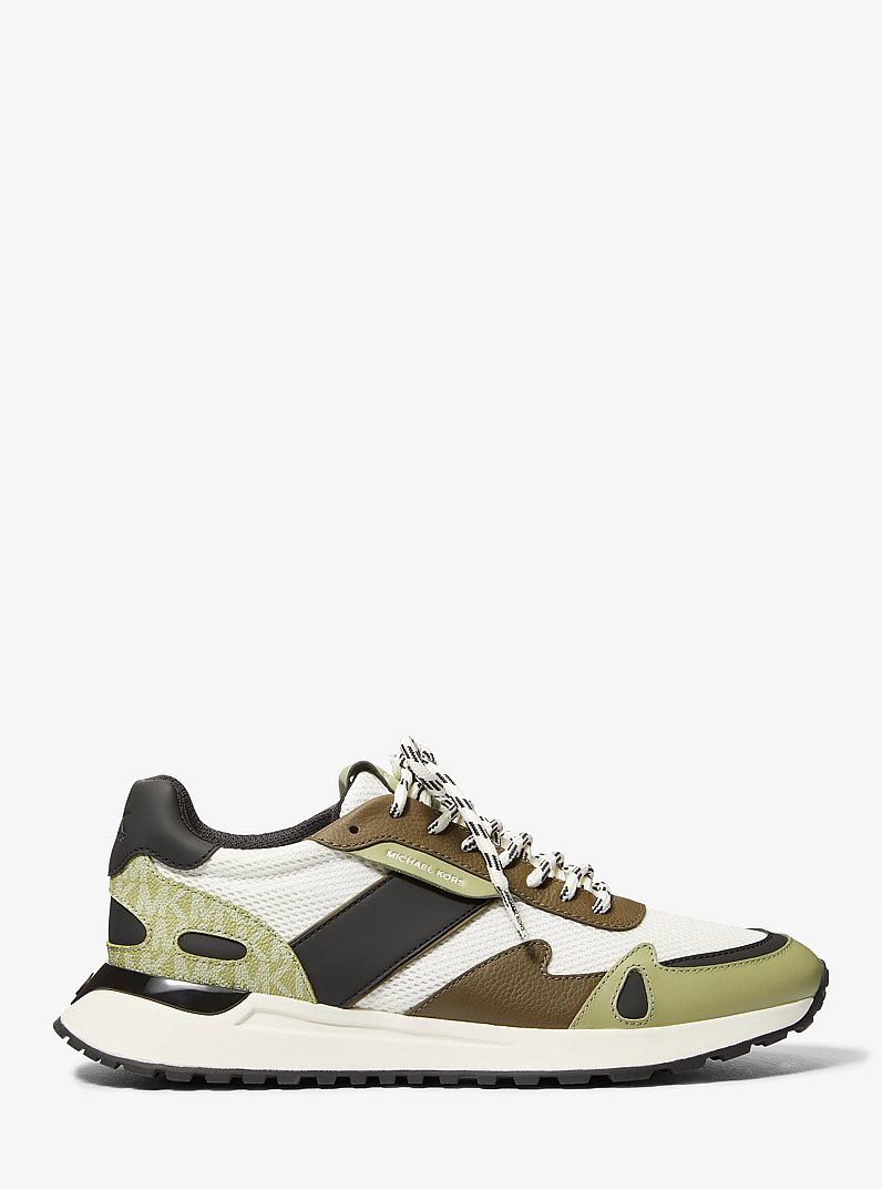 Sneaker Miles van mesh met kleurvlakken en kenmerkend logo in OLIJFGROEN | Michael Kors