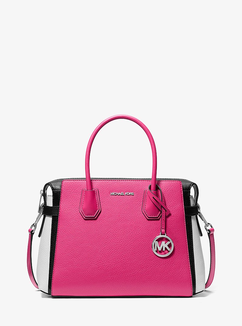 Mercer Medium Color-Block Belted Satchel in DRAGONFRUIT MULTI | Michael Kors