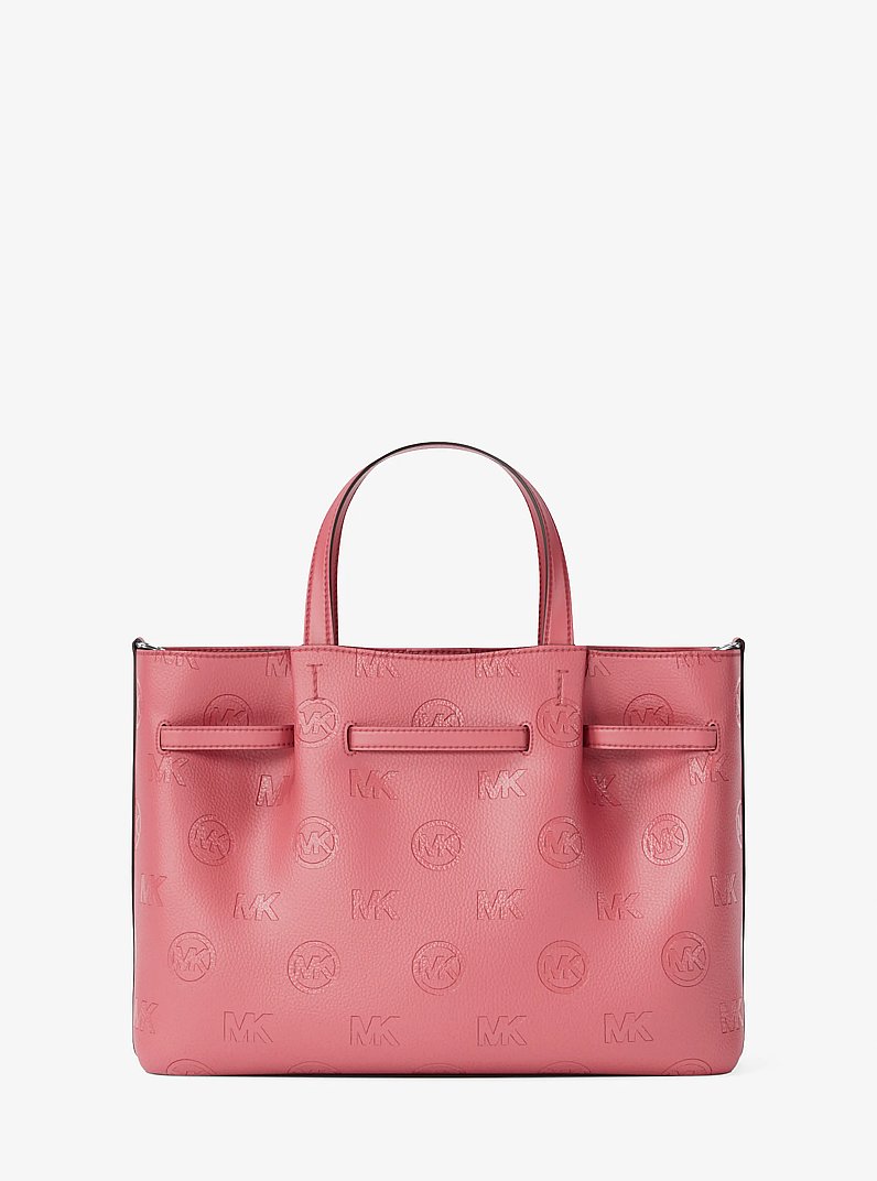 Carson Medium Logo Debossed Satchel in HIBISCUS | Michael Kors