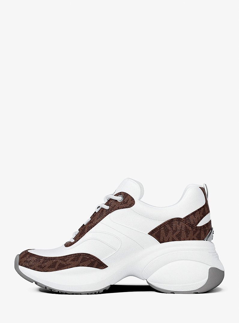 Kaia Signature Logo Trainer in OP WHT/BROWN | Michael Kors
