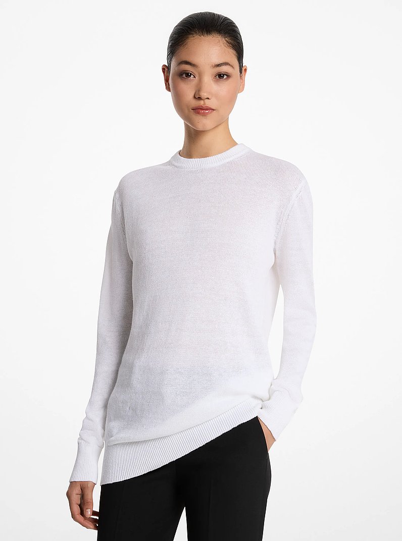 Ribbed Linen Sweater in OPTIC WHITE | Michael Kors
