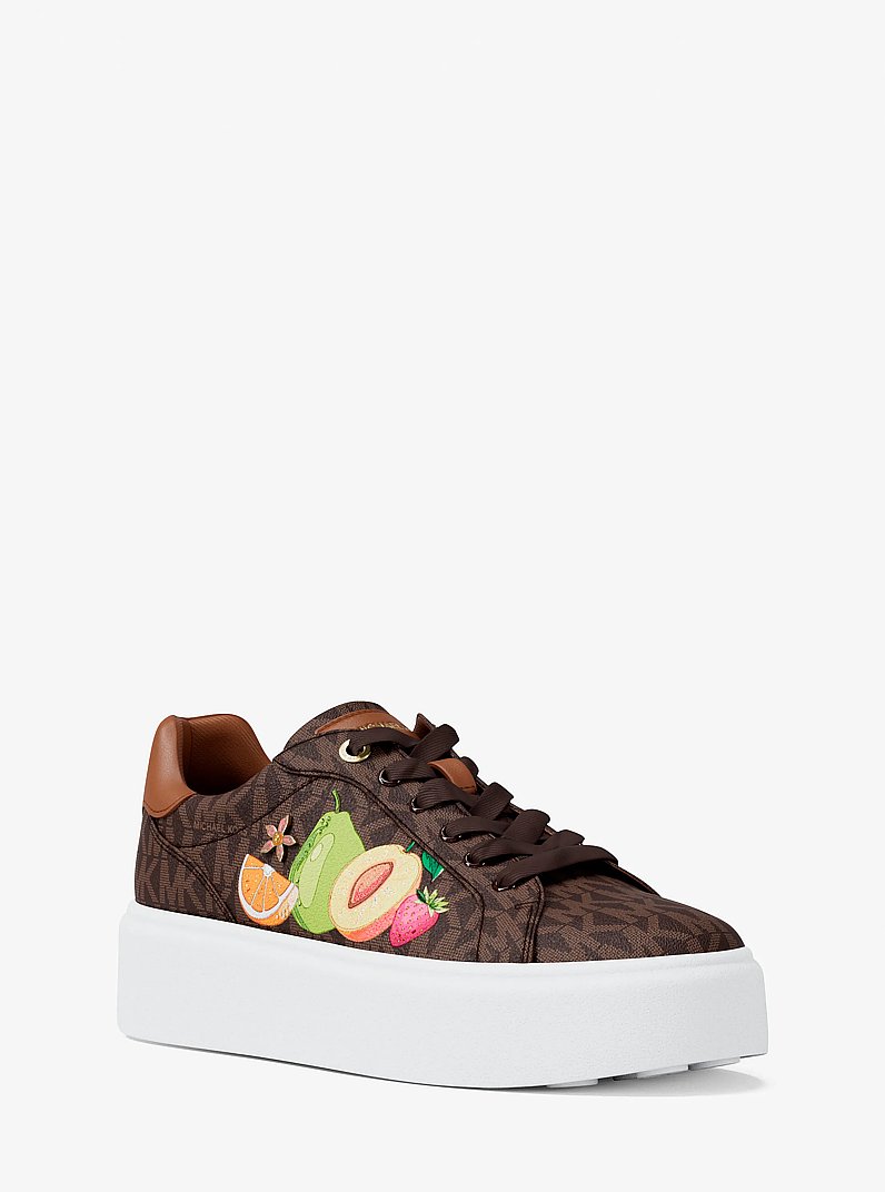 Romey Embellished Signature Logo Sneaker in BROWN MULTI | Michael Kors