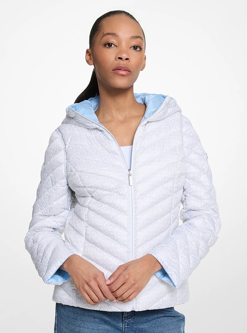 Chaqueta chevron de nailon acolchada y reversible con logotipo estampado in [3463] | Michael Kors