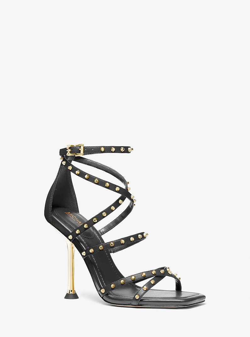Imani Studded Leather Sandal in BLACK | Michael Kors