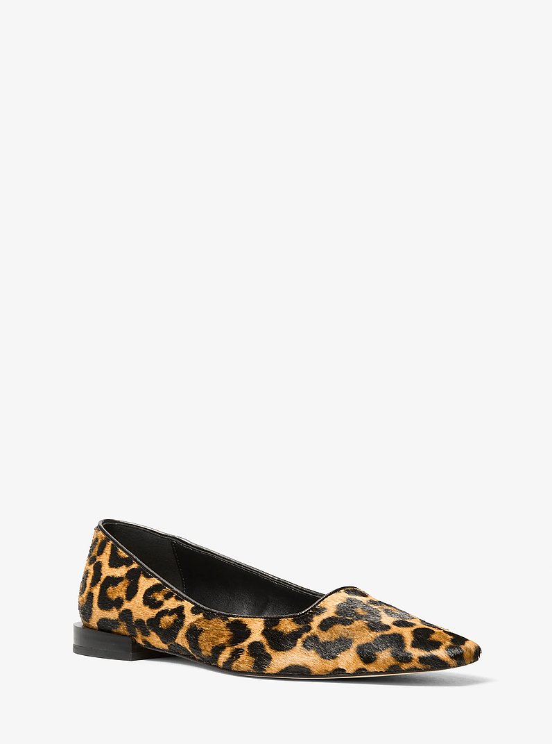 Darrah Leopard Print Calf Hair Ballet Flat in MARIGOLD | Michael Kors