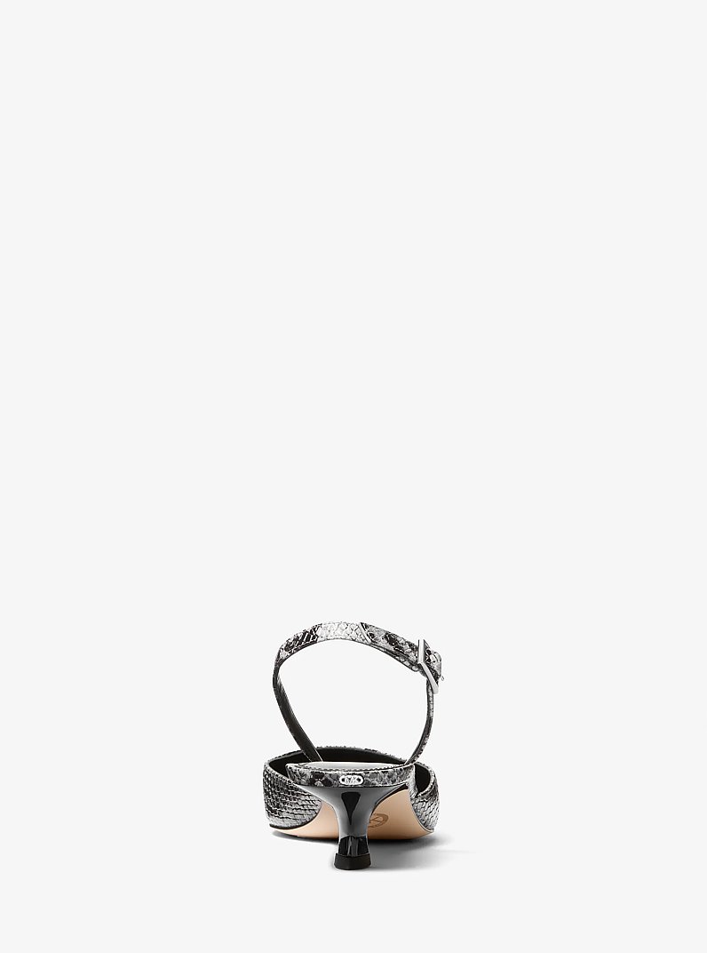 Luna Snake Embossed Leather Slingback Kitten Pump in QUARRY GREY | Michael Kors