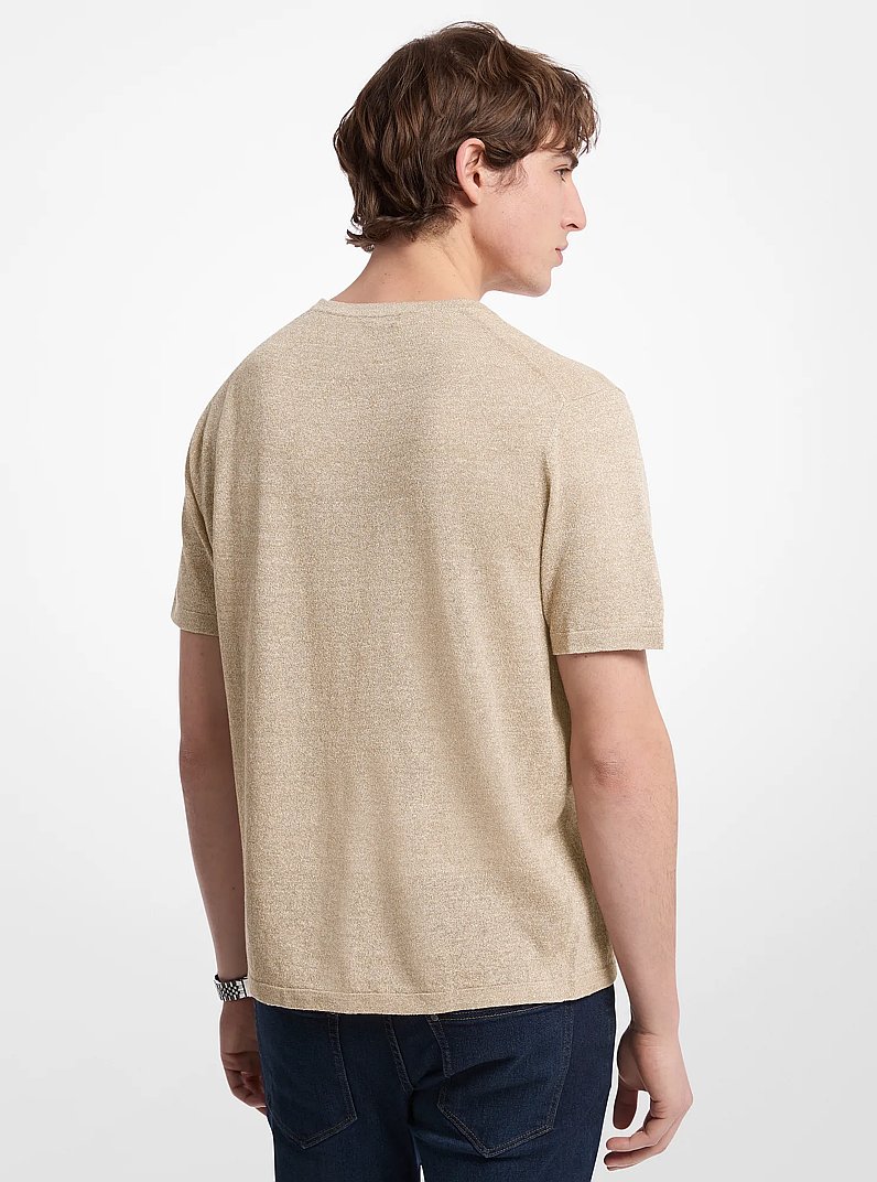 T-shirt en lin et coton in KAKI | Michael Kors