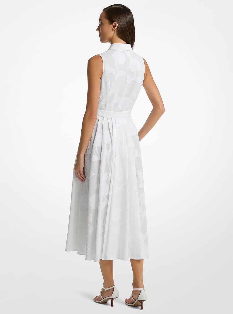 Floral Fil Coup&eacute; Cotton Sleeveless Shirtdress in OPTIC WHITE | Michael Kors