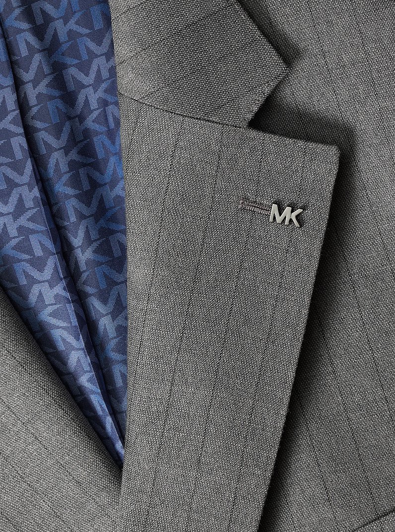 Americana de mezcla de lana el&aacute;stica con raya diplom&aacute;tica in GRIS P&Aacute;LIDO | Michael Kors