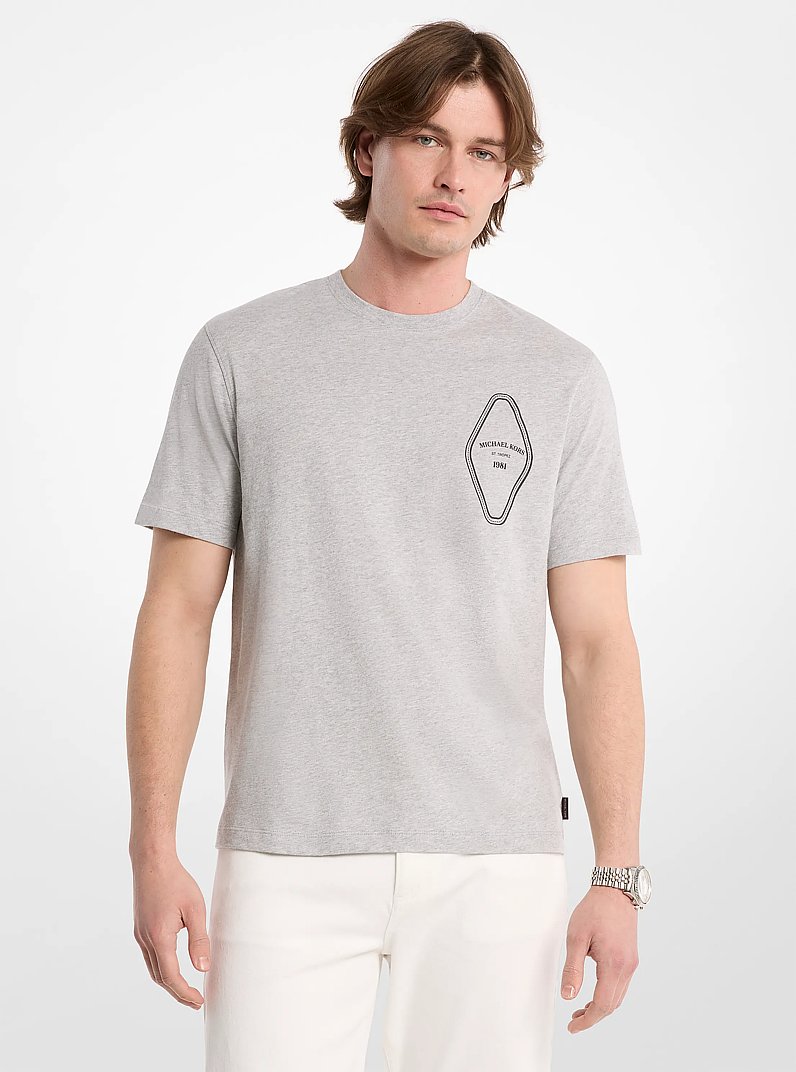 T-Shirt aus Baumwolle mit grafischem Logo in STEINGRAU | Michael Kors
