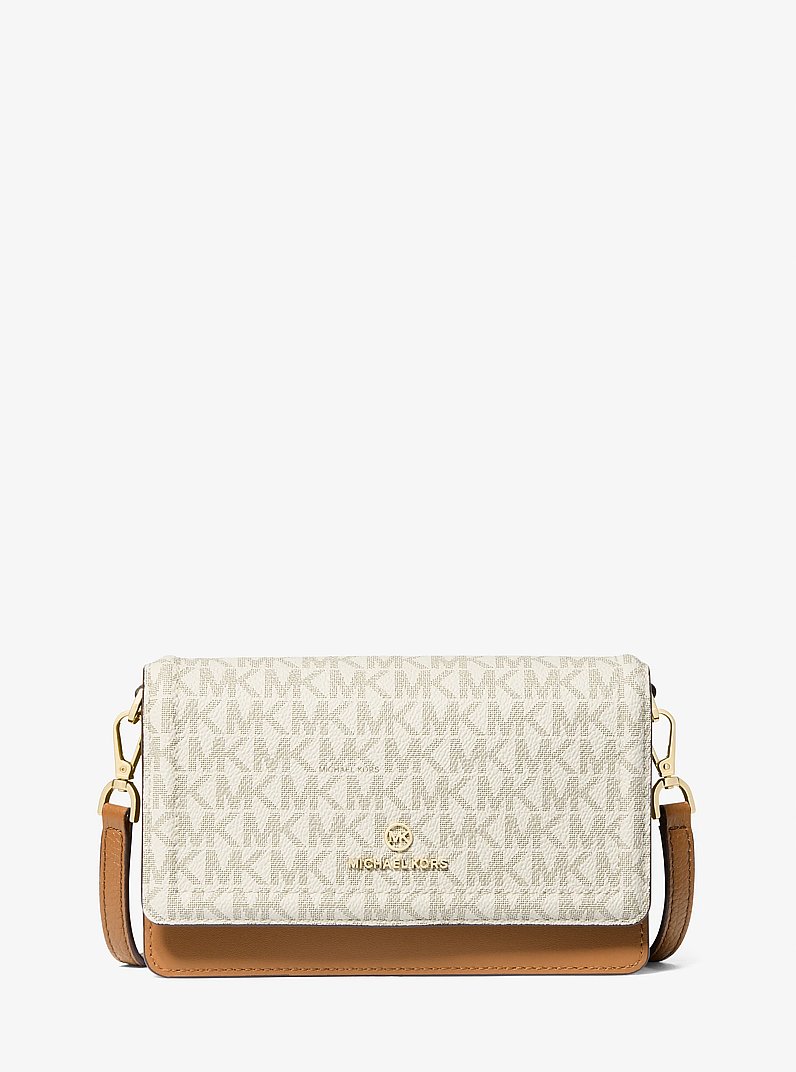 Jet Set Small Logo Smartphone Convertible Crossbody Bag in VANILLA/ACORN | Michael Kors