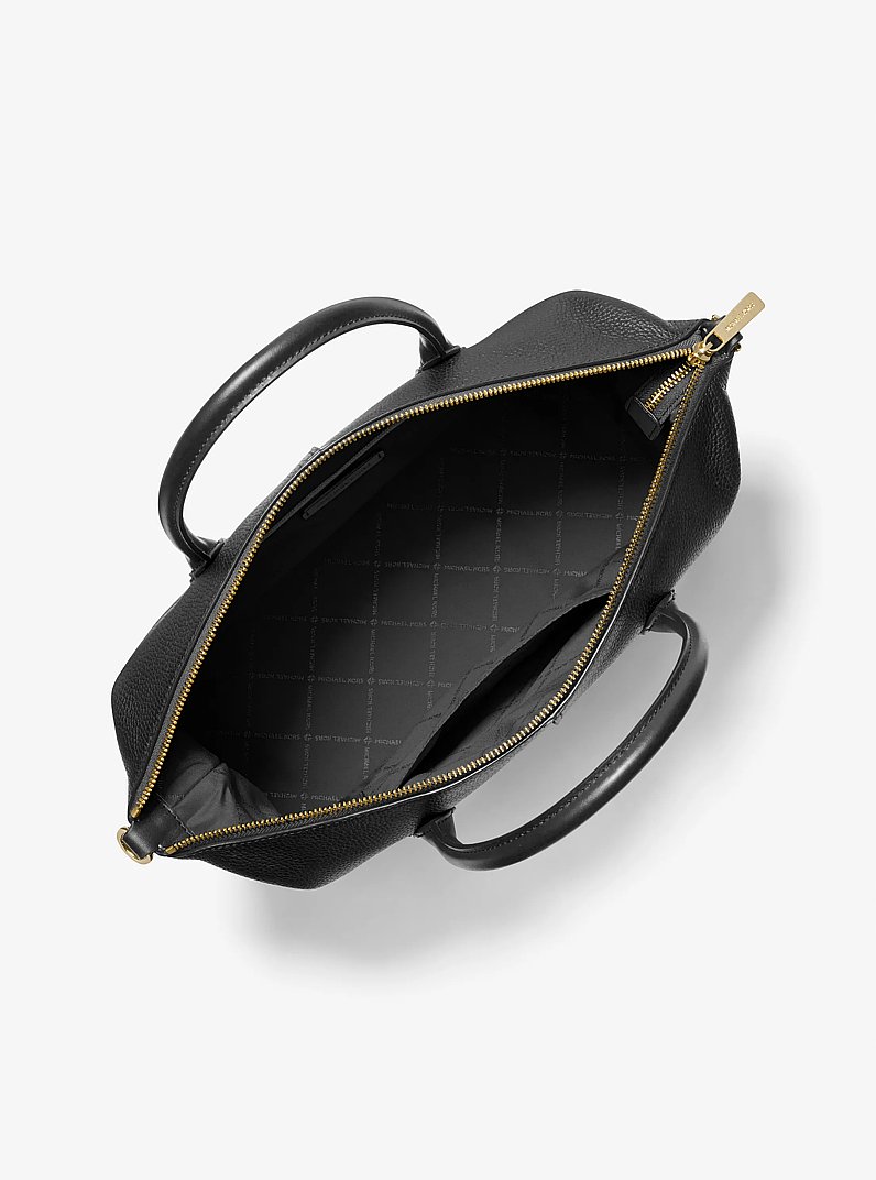 Hyde Large Pebbled Leather Satchel in BLACK | Michael Kors