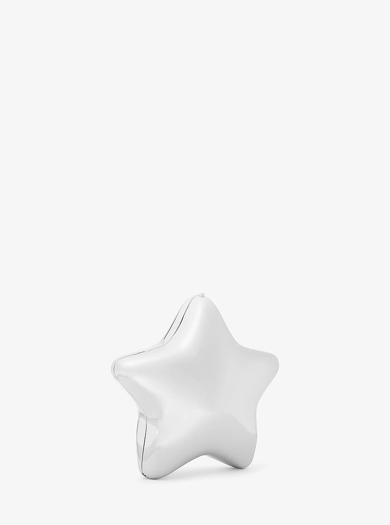 Darla Small Silver-Tone Star Convertible Clutch in SH RHODIUM | Michael Kors