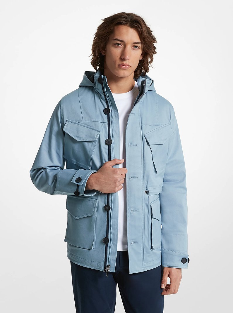 Stretch Cotton Hooded Field Jacket in CHAMBRAY | Michael Kors