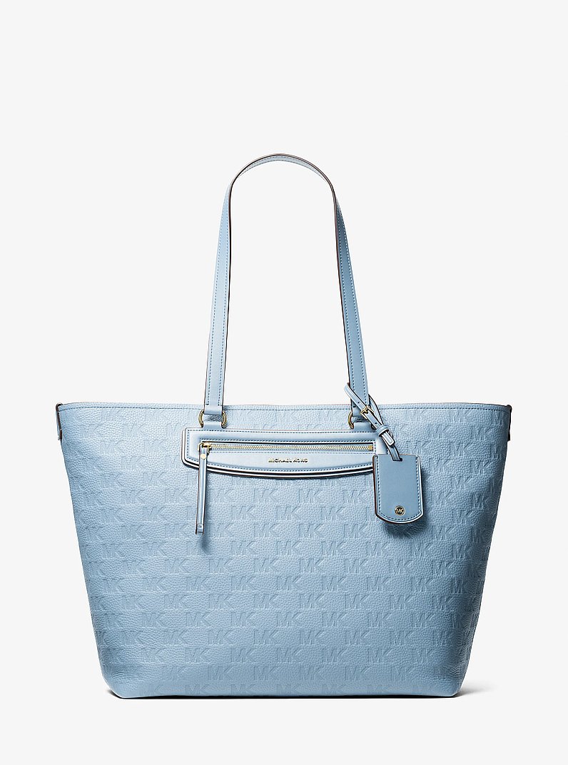 Tr&egrave;s grand cabas Jet Set Travel en cuir &agrave; logo en relief in CHAMBRAY | Michael Kors