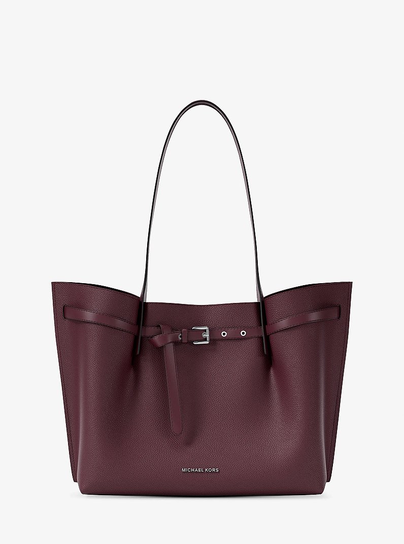 Emilia Large Pebbled Leather Tote Bag in OXBLOOD | Michael Kors