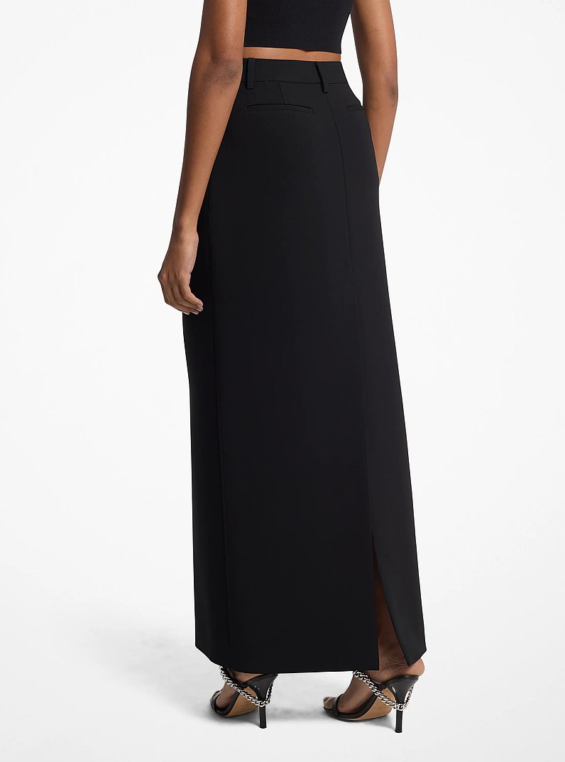 Textured Crepe Trouser Maxi Skirt in BLACK | Michael Kors