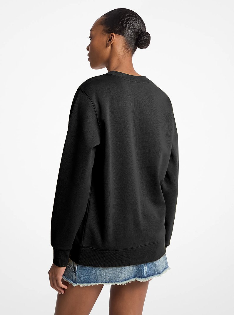 Embellished Logo Cotton Blend Sweatshirt in BLACK | Michael Kors