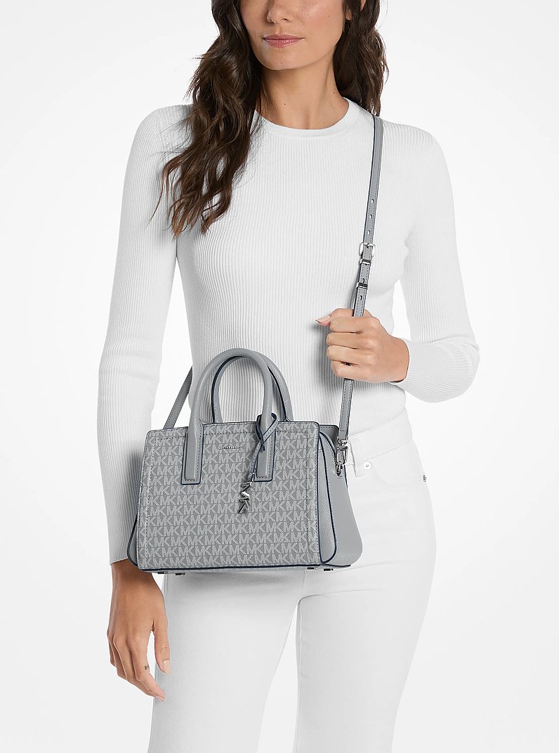 Laila Small Signature Logo Satchel in STORM | Michael Kors