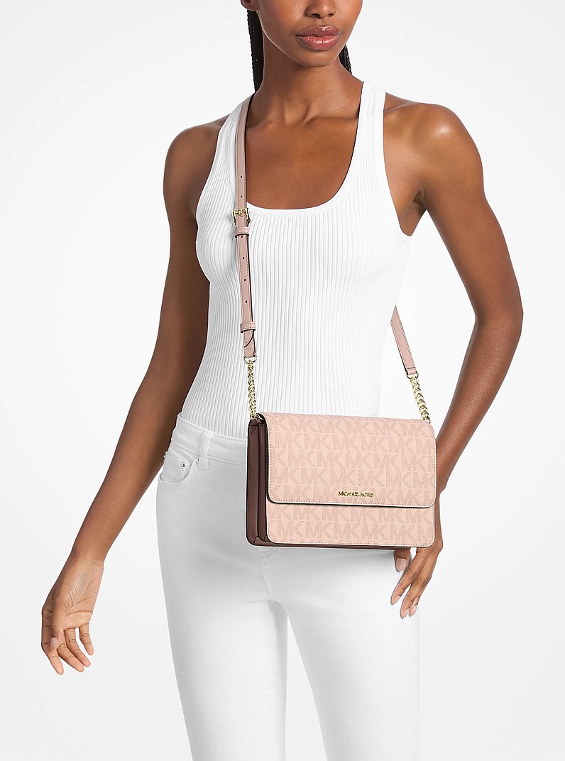 Daniela Large Signature Logo Crossbody Bag in BALLET | Michael Kors
