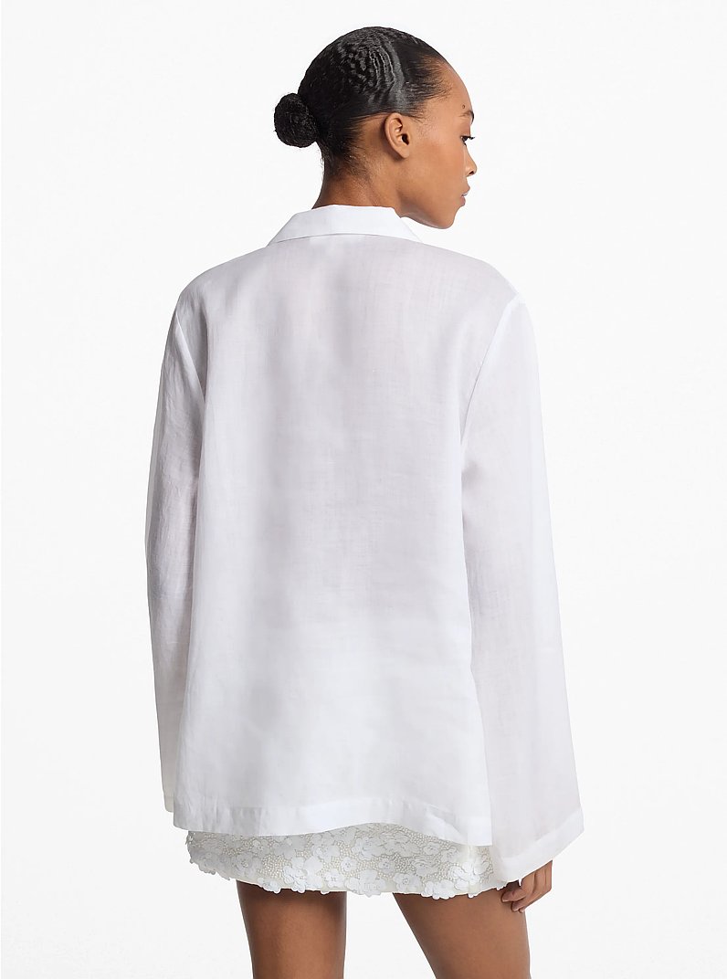 T&uacute;nica de ramio con cuello in BLANCO | Michael Kors