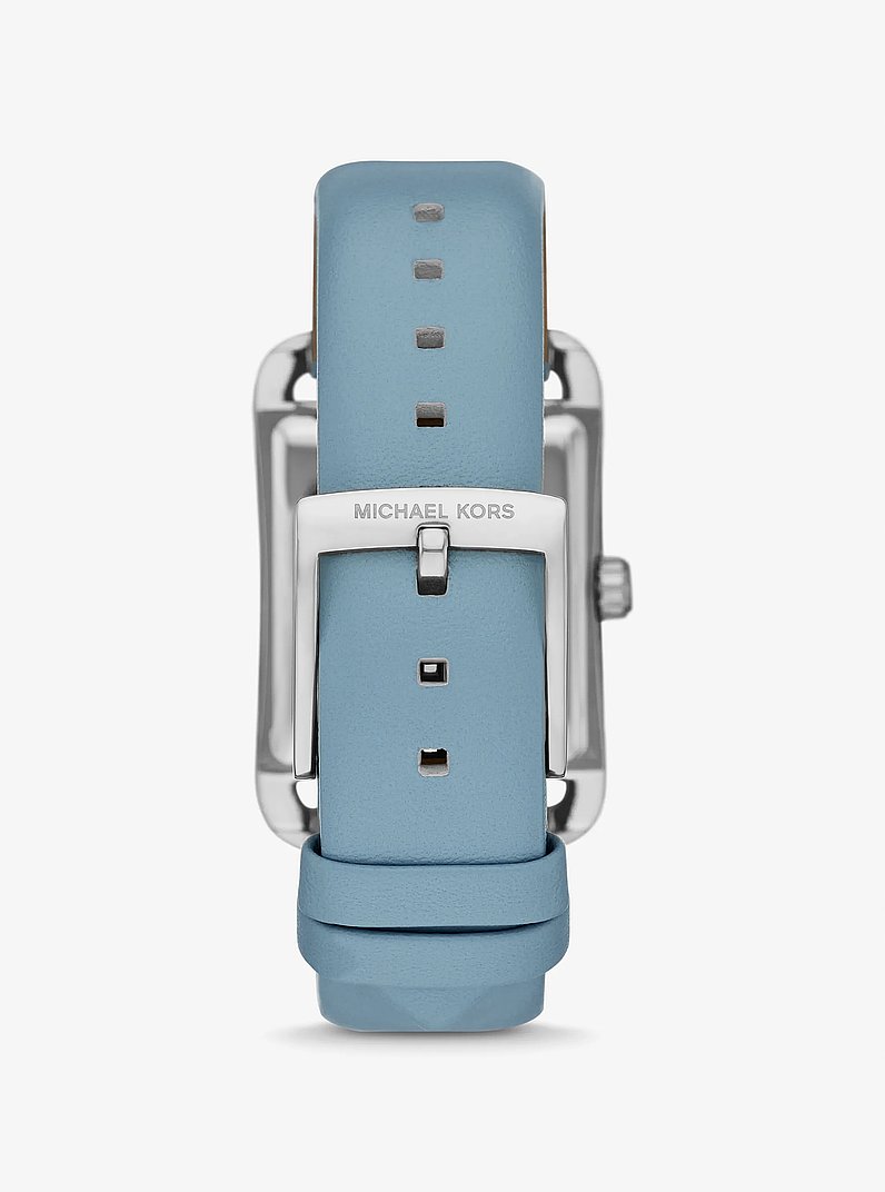 Michael Kors Womens Silver Dial Watch with Light Blue 