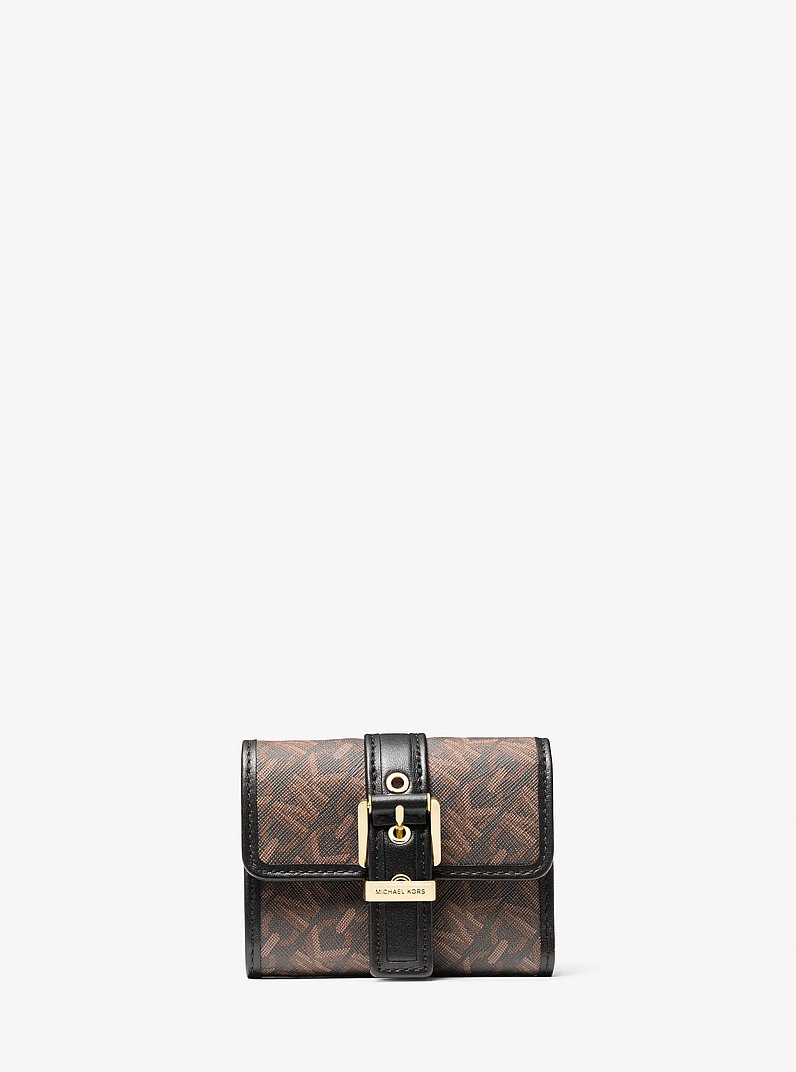 Colby Small Empire Monogram Tri-Fold Wallet in BROWN/BLK - Sale