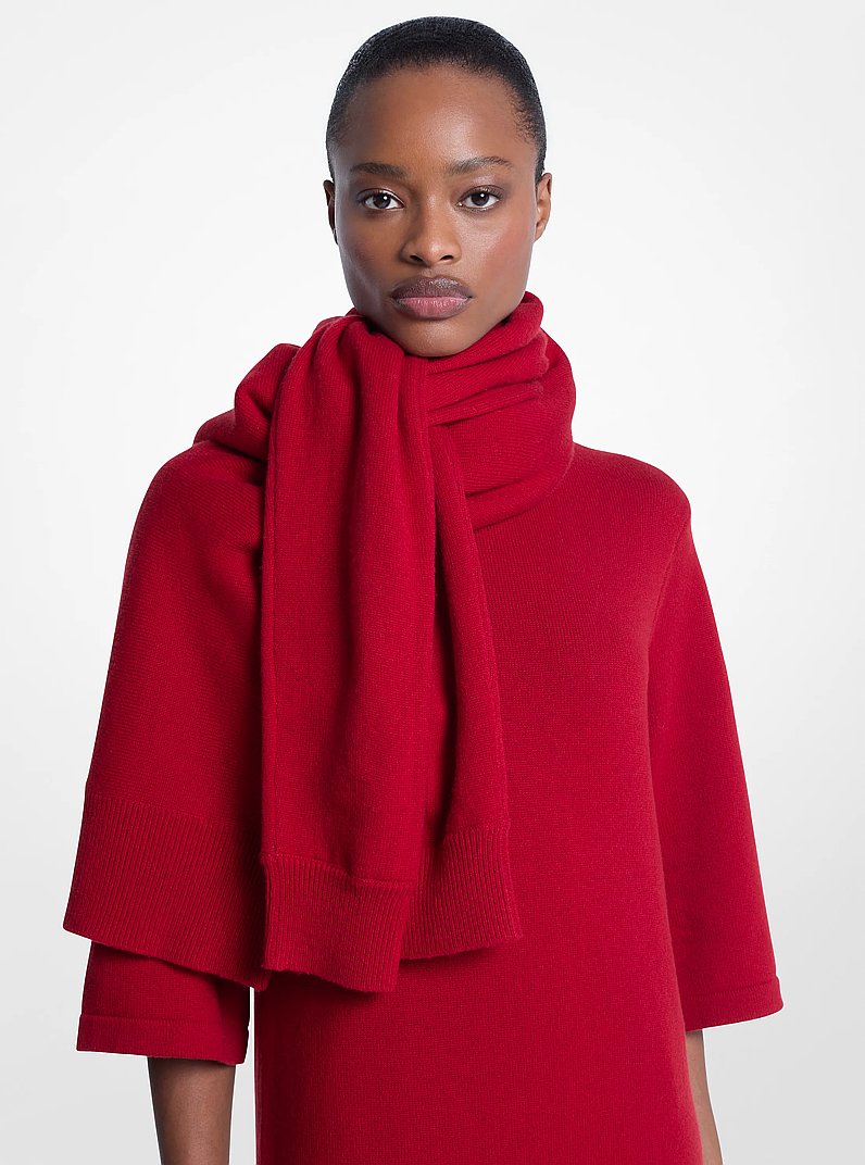 Cashmere Sweater Scarf in RUBY | Michael Kors
