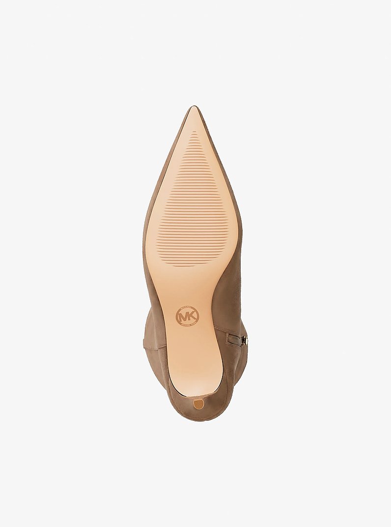 Nalia Polyester Microsuede Kitten Heel Boot in CAMEL | Michael Kors