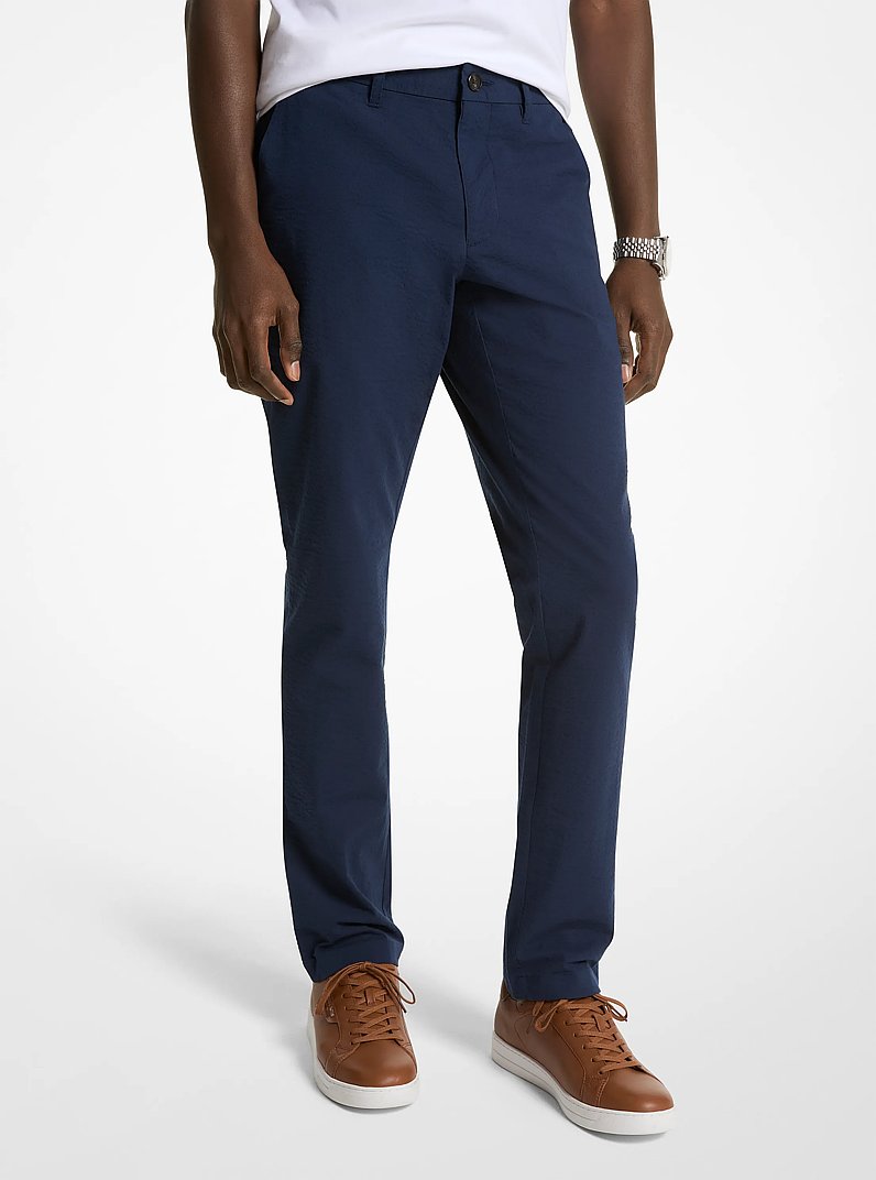 Slim-Fit Seersucker Chino Pants